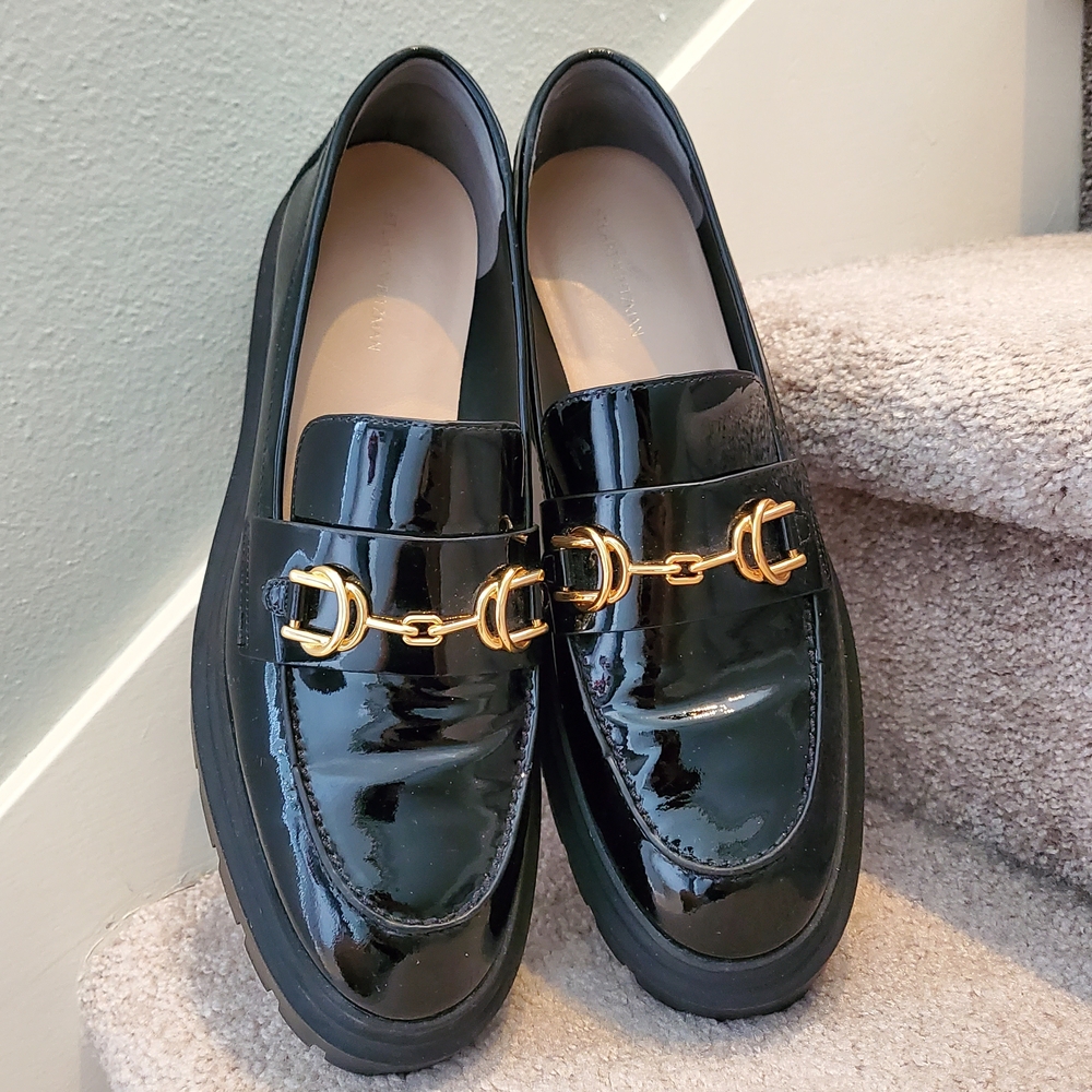 Stuart Weitzman Owen Buckle UltraLug Black Loafer Size 9.5